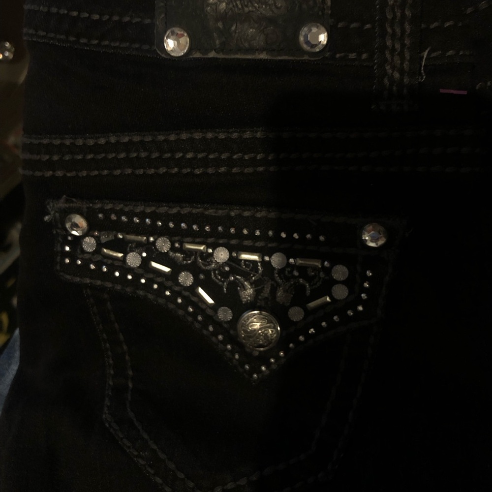 Style & Co. Black Flare Jeans with Silver Accents